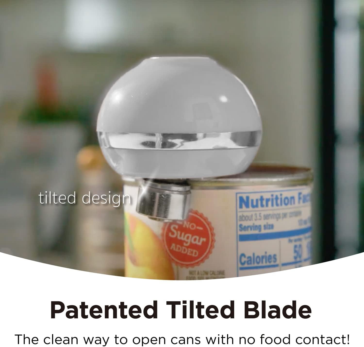 Kitchen Mama Mini Electric Can Opener: Portable, Smooth Edge, Food-Safe, Battery Operated (White)