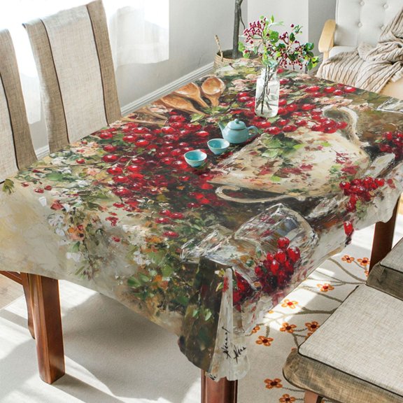 BZSMCE Square Tablecloth Red Cherry Pattern Pattern Tableclothes