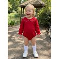 thumbnail image 3 of RUINIXCW Baby Girl Romper Long Sleeve Doll Collar Solid Color Bodysuit Infant Fall Playsuit, 3 of 9