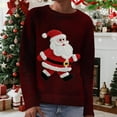 thumbnail image 2 of Fiaer Chandail de Noël Laid avec Graphique du Père Noël, Col Rond, Manches Longues, Coupe Ample, Décontracté, Mode, Tricot de Noël, Hauts, Rouge1 L, 2 of 4