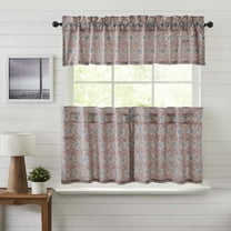 VHC Brands Kaila 3 PC Dusty Rose Curtain Set (1 Valance 16x72 and 2 Tier 24x36)