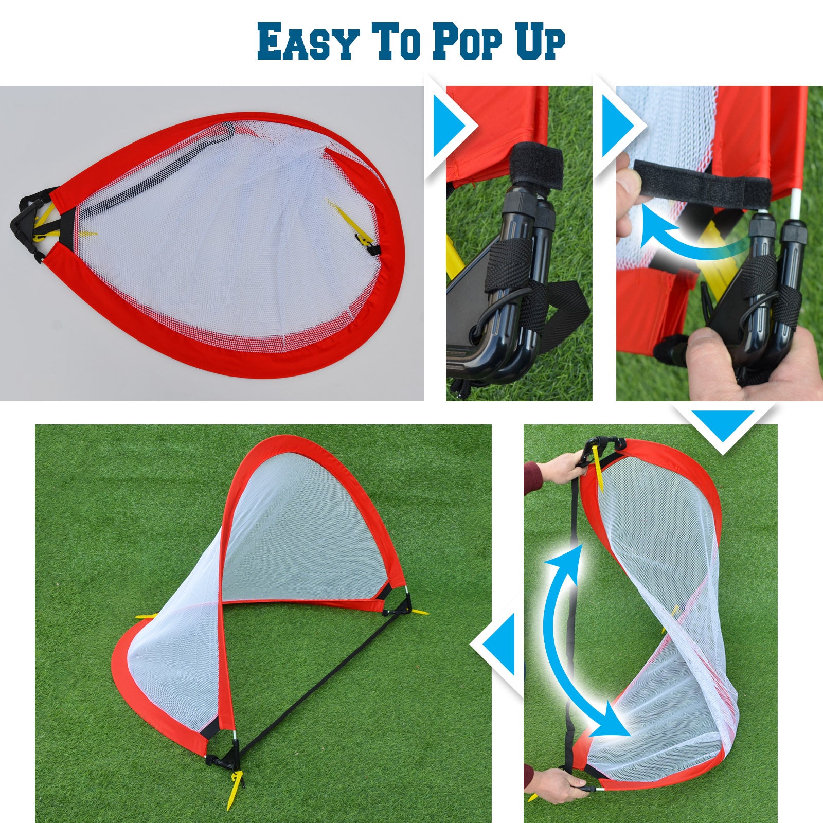 SUNRISEUMBRELLA 4ft Portable Pop Up Soccer Goal Football Practice Training Sport Nets w CarryBag（RED)
