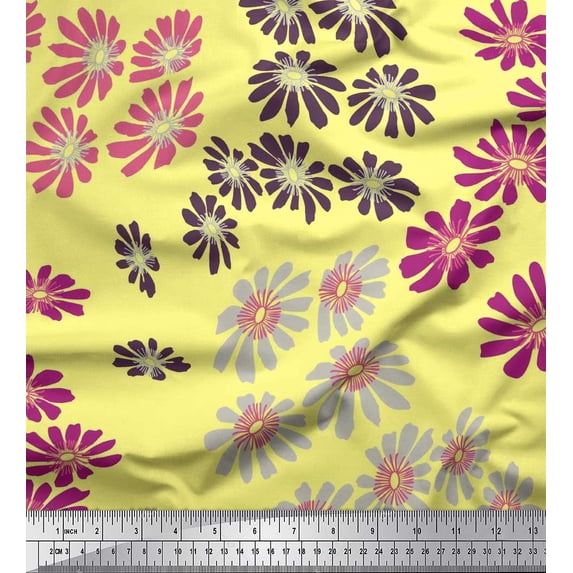 Soimoi Crepe Silk Fabric Artistic Flower Print Fabric by the Yard 42 Inch Wide