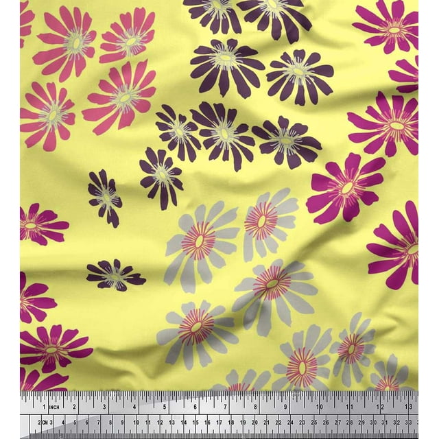 Soimoi Poly Georgette Fabric Artistic Flower Print Fabric by Yard 42 Inch Wide