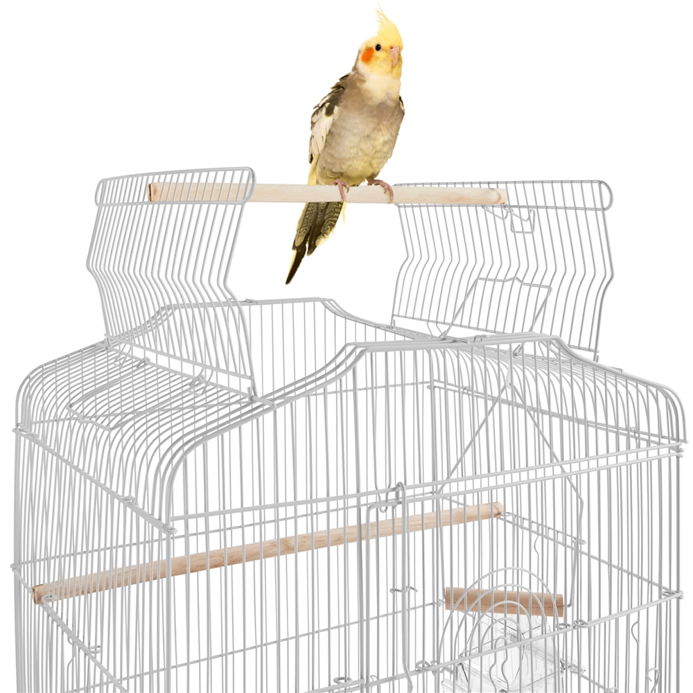 Renwick 41" Open Top Metal Bird Cage Double-Door with Slide-Out Tray, Light Gray
