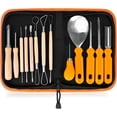 thumbnail image 1 of Tignapoo Professional Pumpkin Carving Kit for Kids - Stainless Steel Tools for 3D Pumpkin Design, Includes Scoop, Saws, Punches, Engraving Pen & Nylon Case, 1 of 6