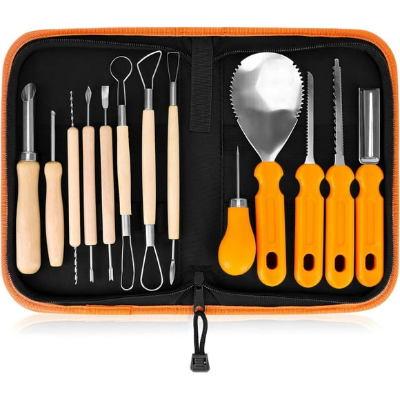 yeacher Professional Pumpkin Carving Kit for Kids - Stainless Steel Tools for Halloween Pumpkin Decorations, Includes Sculpting, Cutting, and Engraving Tools with Premium Nylon Case