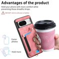 thumbnail image 6 of Phone Case for Google Pixel 8 5G Wallet Cover with Tempered Glass Screen Protector Wrist Strap Lanyard RFID Credit Card Holder Ring Stand Cell Accessories Pixel8 Pixle Eight Women Men Pink, 6 of 13