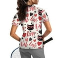 thumbnail image 2 of COEQINE Women 1/4 Zip Golf Shirts for Valentine's Day Short Sleeve V Neck Golf Polo Shirt Soft Quick Dry Fit Sportswear LOVE Cat Heart White Print Tennis Shirts Pullover Athletic Tops, S, 2 of 7