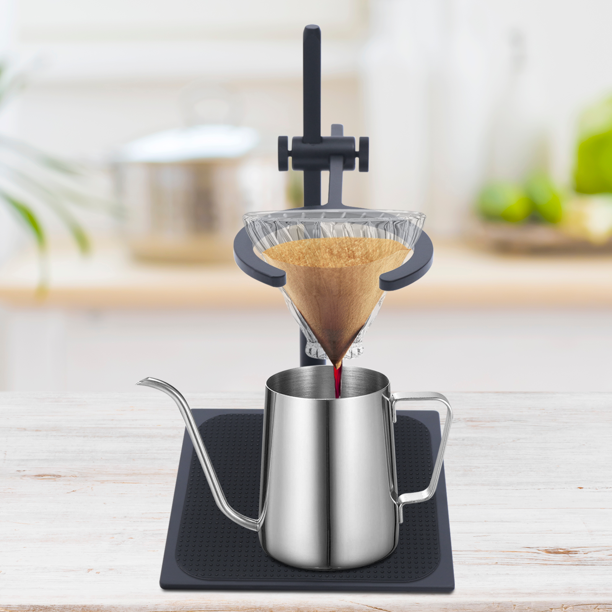 Supporto In Legno Per Gocciolatore Caffè – Porta Filtro Rotondo Per Tazze, Diametro 10,9 Cm, Portatile