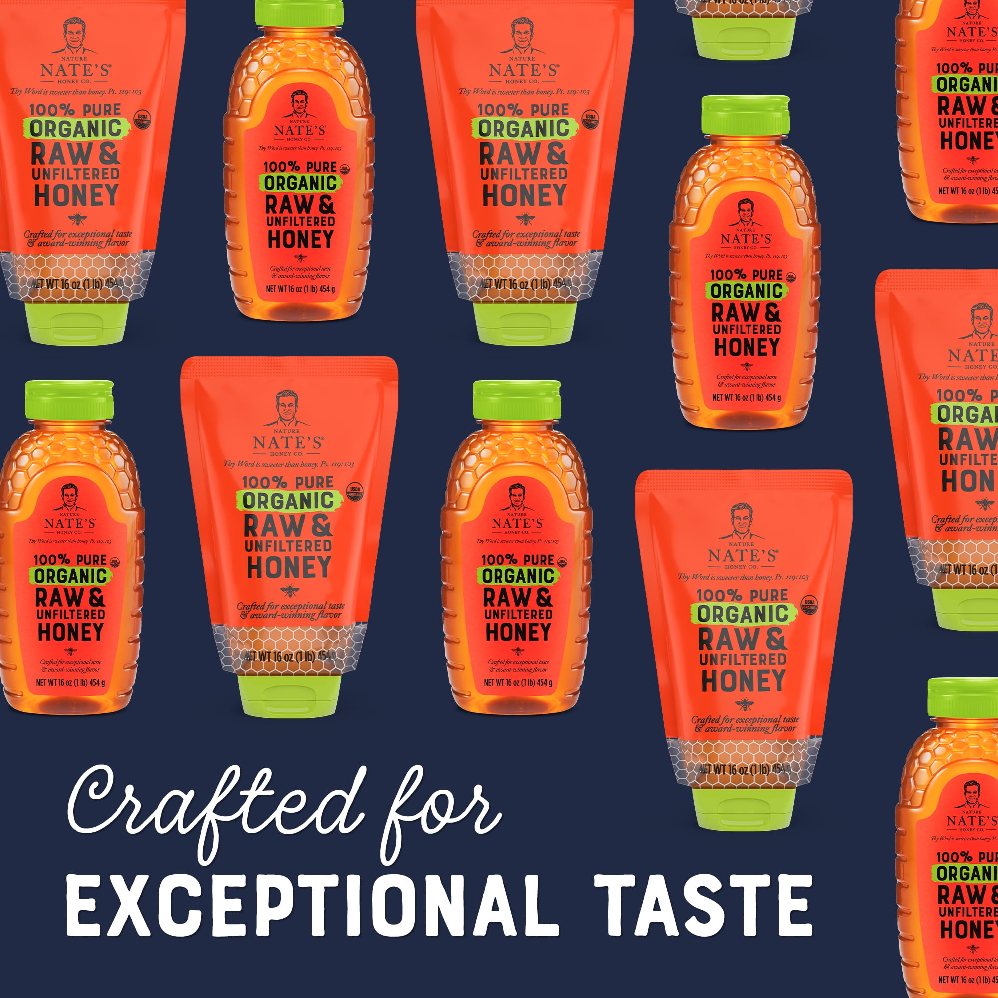 Nature Nate's Organic Honey 100 Pure, Raw & Unfiltered Honey 32 fl