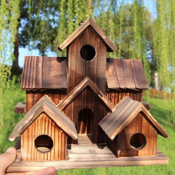 Bird Houses for Outside, Wooden Birdhouse for Bluebirds Finch Swallow Wren Chickadee Hummingbird, Hanging Bird House for Outdoor Clearance Garden Courtyard