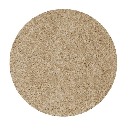 Home Queen Solid Color Beige 9 Round Area Rug