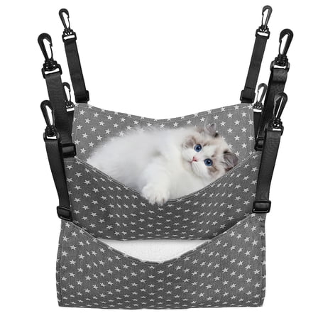 Amosfun Small Animal Hanging Hammock Cat Hammock Grey Cloth 2Pcs