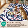 thumbnail image 4 of Design&I 4'x6' Washable Area Rug Scroll Border Leaves Striped Wreath Round Patriotic Botanical Playful Expressive for Dorm Room, Living Apartment, Flatweave Daily Traffic Ready, 4 of 7