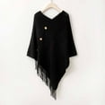 thumbnail image 2 of Krdevn Versatile Fringe Button Knit Openwork Warm Shawl Wrap Cardigan Pullover Soft Lightweight Outerwear Layer,Size:One Size, 2 of 3