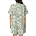 thumbnail image 3 of Bingfone Daisies Flowers Print Pajamas Sets for Women Soft Short-Sleeved Pjs with Lounge Shorts Two Piece Sleepwear, 3 of 8