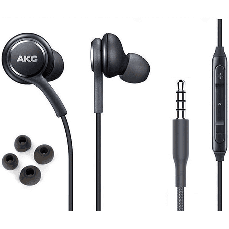 OEM InEar Earbuds Stereo Headphones for Xiaomi Mi A1 (Mi 5X) Plus Cable - Designed by AKG - with Microphone and Volume Buttons (Black)