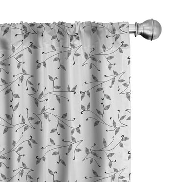 Ambesonne Leaf Curtains, Minimalist Eco Pattern, Pair of 28"x84", Grey White
