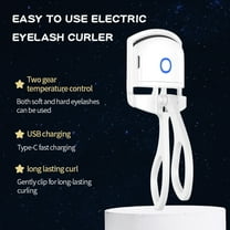 Electrically Heated Eyelash Curler, Rechargeable Eye Lash Curler, USB Charging, Fast Heating in 10 Seconds, Multiple Temperature Settings, Portable, for Natural Eyelashes