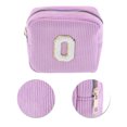 thumbnail image 4 of Unique Bargains 1 Pc Letter O Pattern Makeup Bag for Travel Pink Purple Corduroy, 4 of 6