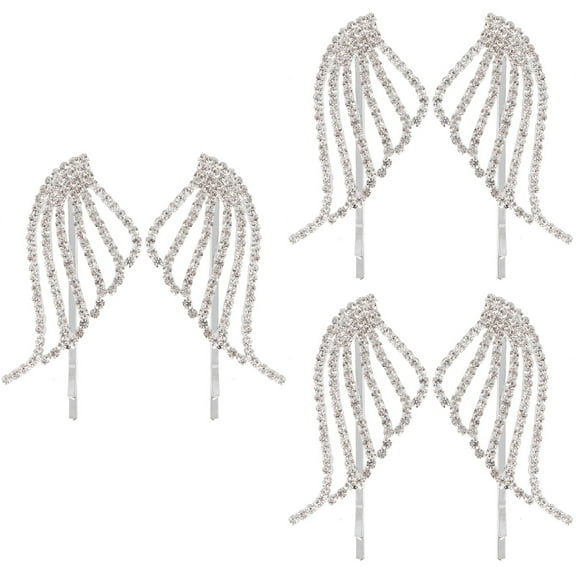 3 Pairs Silver Decorative Hair Combs Wing Clip Charming Decoration Wedding Miss