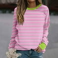 thumbnail image 2 of hxobax Women's Striped Sweatshirts Colorblock Crewneck Long Sleeve Pullover Tops Tunic Raglan Shirts, 2 of 5