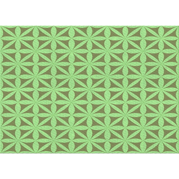 Ahgly Company Indoor Rectangle Patterned Green Onion Green Area Rugs, 2' x 4'