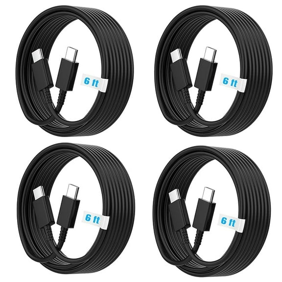 5-Pack 6ft 60W USB C to C Fast Charging Cable, Type C to C Charger Cord Compatible for iPhone 16,16 Plus, 16 Pro, 16 Pro Max, 15,15 Plus,15 Pro, 15 Pro Max, Galaxy S25 S24 S23 S22-White