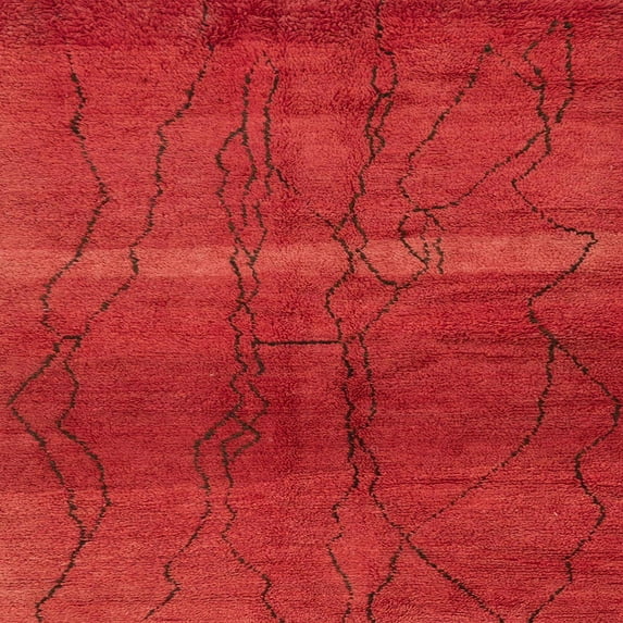 Ahgly Company Machine Washable Indoor Square Abstract Ferrari Red Area Rugs, 7' Square