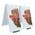 thumbnail image 2 of A-frame Sidewalk Barbacoa 24" x 36" Double Sided A-Frame Sidewalk Sign, Includes 2 Plastic Inserts | Foldable Portable White Signicade Sandwich Board Signs, 2 of 5