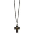 thumbnail image 2 of Chisel Stainless Steel Polished with 14K Gold Accent and 2pt. Diamond with Black Enamel Cross Pendant on 24 inch Curb Chain Necklace, 2 of 5