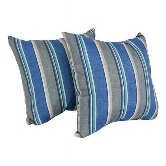 Blazing Needles 9913-S2-REO-66 Spun Polyester Outdoor Floor Pillows, Sovaro Denim - Set of 2