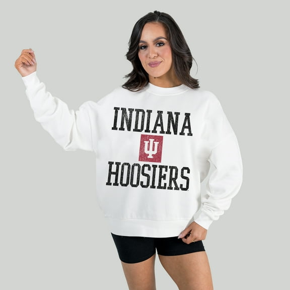 Women's Gameday Couture White Indiana Hoosiers Fair Catch Pullover Sweatshirt