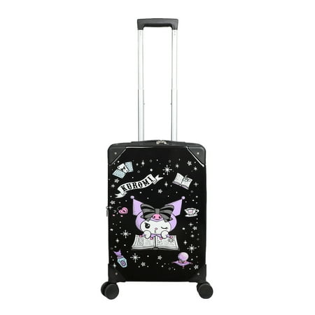 Kuromi Black and Purple 20" Carry-On Suitcase With Wheels And Retractable Handle