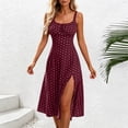 thumbnail image 2 of Bxsruta Womens Sundress Polka Dot Midi Dress Slit Summer Casual Dresses, 2 of 8