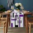 thumbnail image 2 of Purple Black Geometric Table Runner - 60 Inch Long, Kitchen Dining Table Runner Dresser Scarves, Minimalist Stripes Abstract Art Farmhouse Decor for Coffee Tables Wedding Party Banquet, 2 of 8