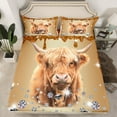 thumbnail image 2 of Highland Cow Bed Sheets Set Brown Sequin Fluid Art Sheet Set Twin,Crystal Diamond Sheets Farm Animals Fitted Sheet,Longhorn Bull Cattle Western Farmhouse Decor, 2 of 7