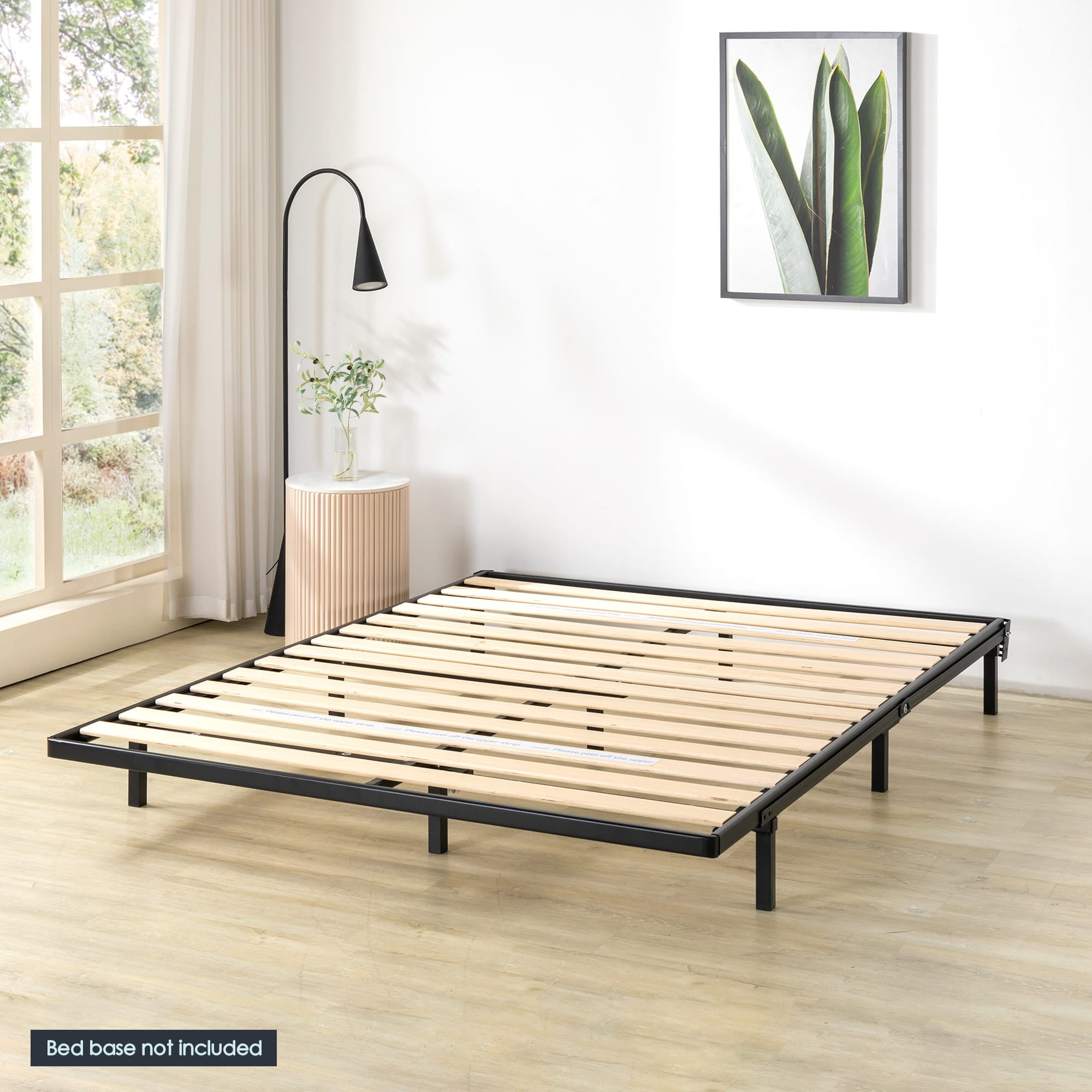 Mellow 1.6" Easy Assembly Metal Bunkie Board with Wood Slats, Mattress Support for Bed Frames, Box Spring or Bed Slat Replacement, King