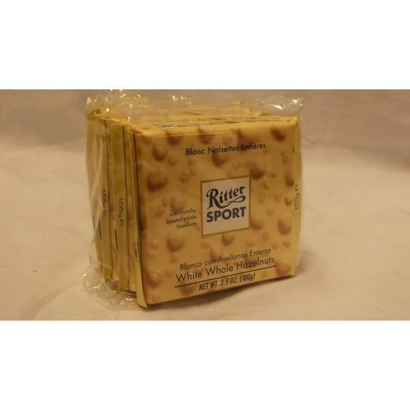 Ritter Sport White Whole Hazelnuts 100 g/ 3.52 Oz (Pack of 5)