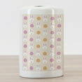 thumbnail image 3 of Easter Ceramic Toothbrush Holder, Cartoon Style Pattern with Bunny Faces and Egg Silhouettes, Decorative Versatile Countertop for Bathroom, 4.5" X 2.7", Pale Pink Orange, 3 of 4