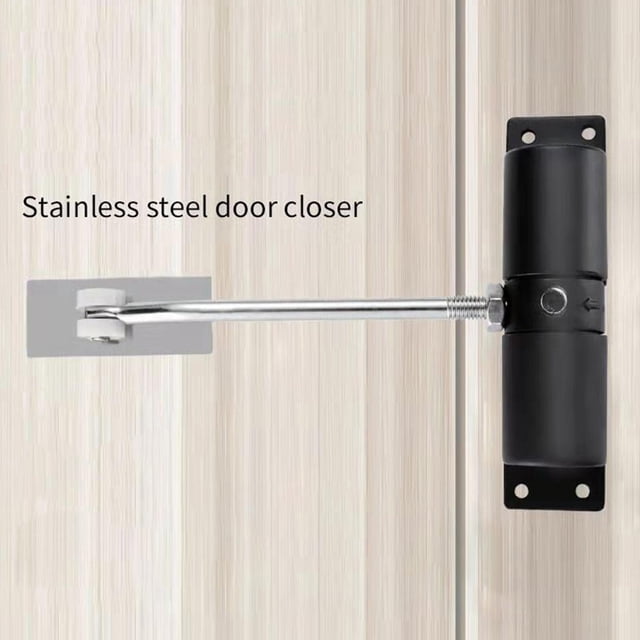 Auto Spring Door Closer Easy Install Aluminum Alloy Stopper for Shed Doors black