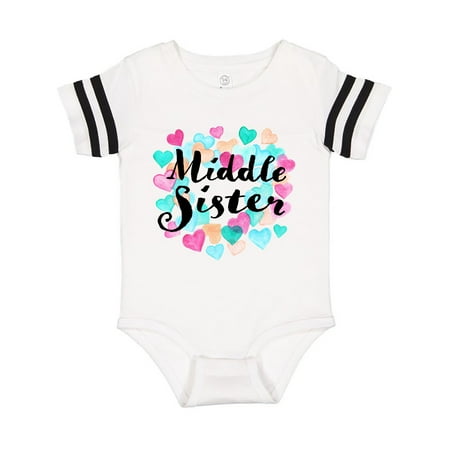

Inktastic Middle Sister hearts Gift Baby Girl Bodysuit