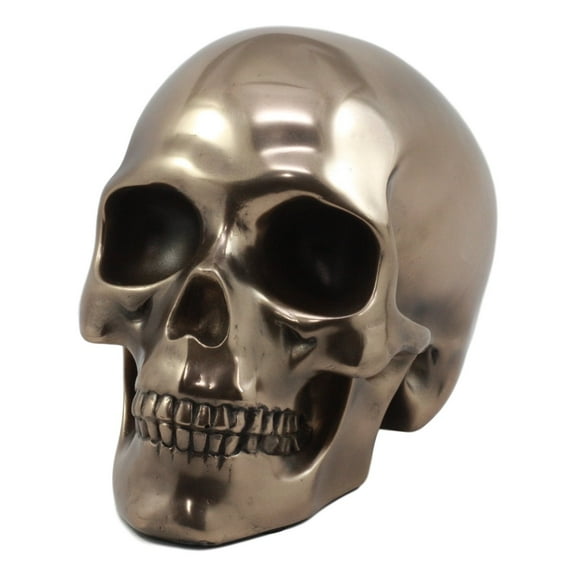 Ebros Tomb Treasure Bronze Cranium Skull Figurine Made Of Electroplated Resin Halloween Collectible Homosapien Skeleton Head Terror Sculpture
