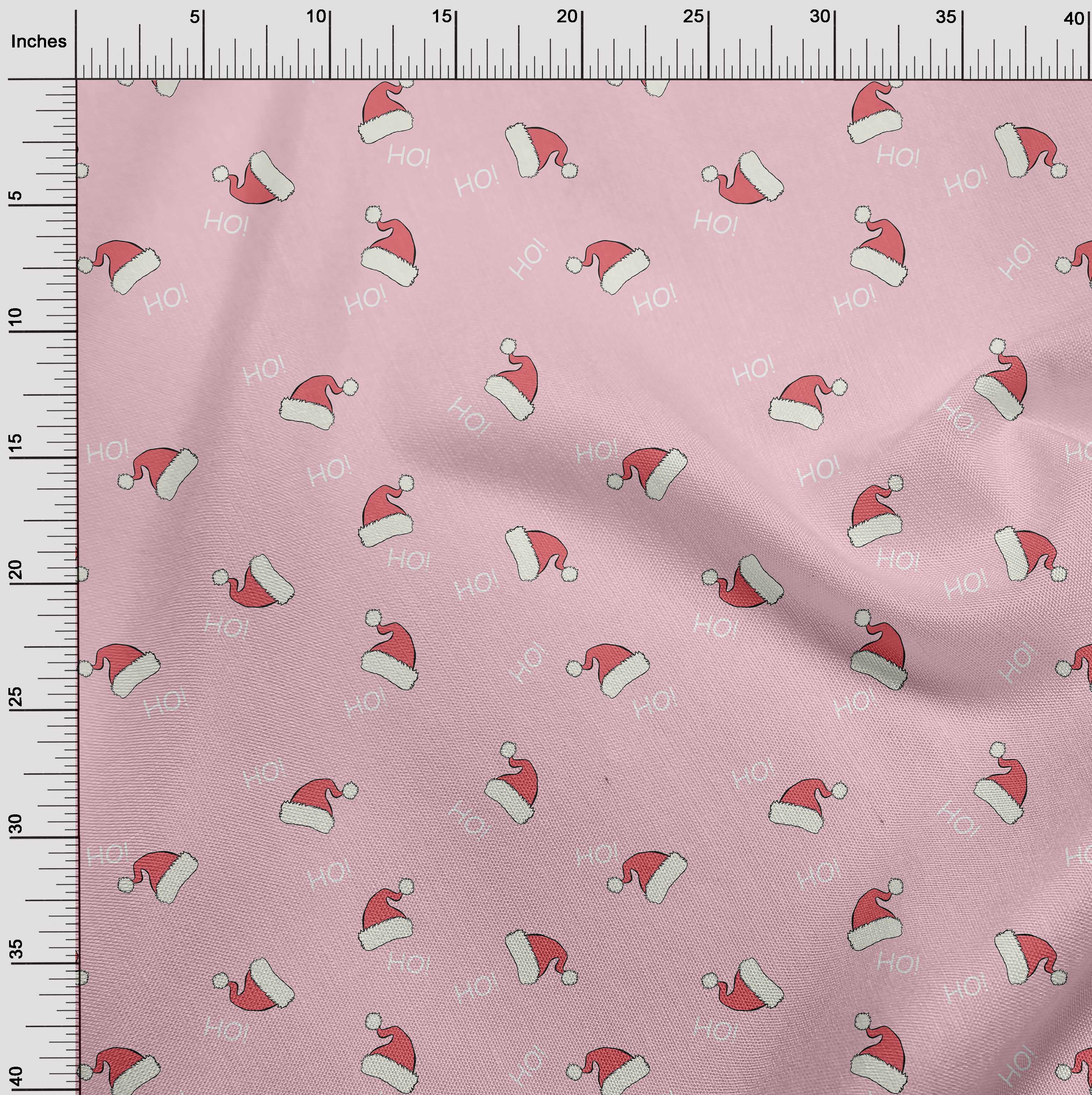 oneOone Cotton Poplin Light Pink Fabric Christmas Hats Fabric For Sewing Printed Craft Fabric By The Yard 42 Inch Wide