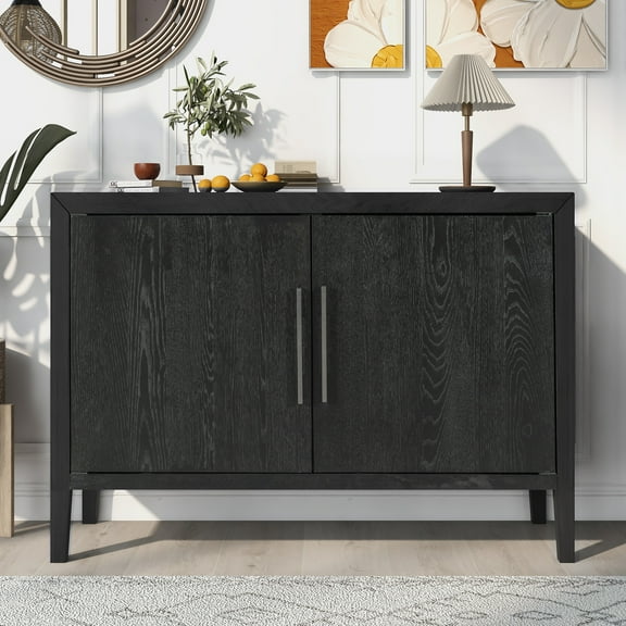 Aukfa Wood Accent Cabinets with Doors,Buffet Storage Cabinet for Hallway, Entryway, Living Room,Black