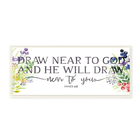 Stupell Industries He Will Draw Near Quote Spiritual Spring Florals Design by Onrei