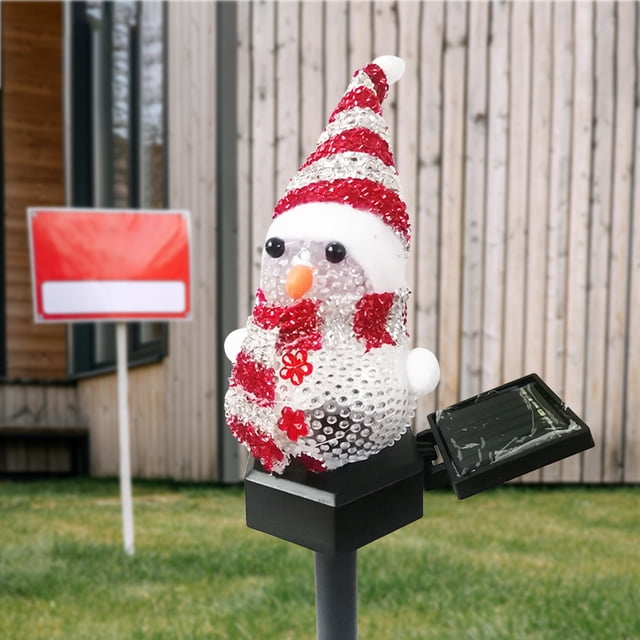 Xihbxyly Lámpara Solar de Muñeco de Nieve, Diseño Led Multicolor, Pvc Resistente a La Intemperie, Decoración Navideña para Jardín, Resistente Al Agua Ip65, Tamaño 40 X 11 Cm