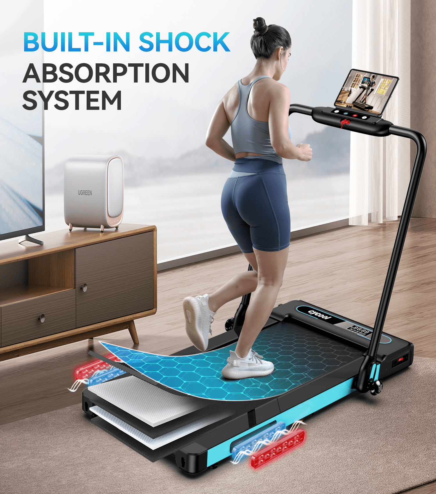 TOSSFD 2.5HP Folding Treadmill Remote Control Walk Pad Compact Electric Running Portable Walking Pad for Home Fitness