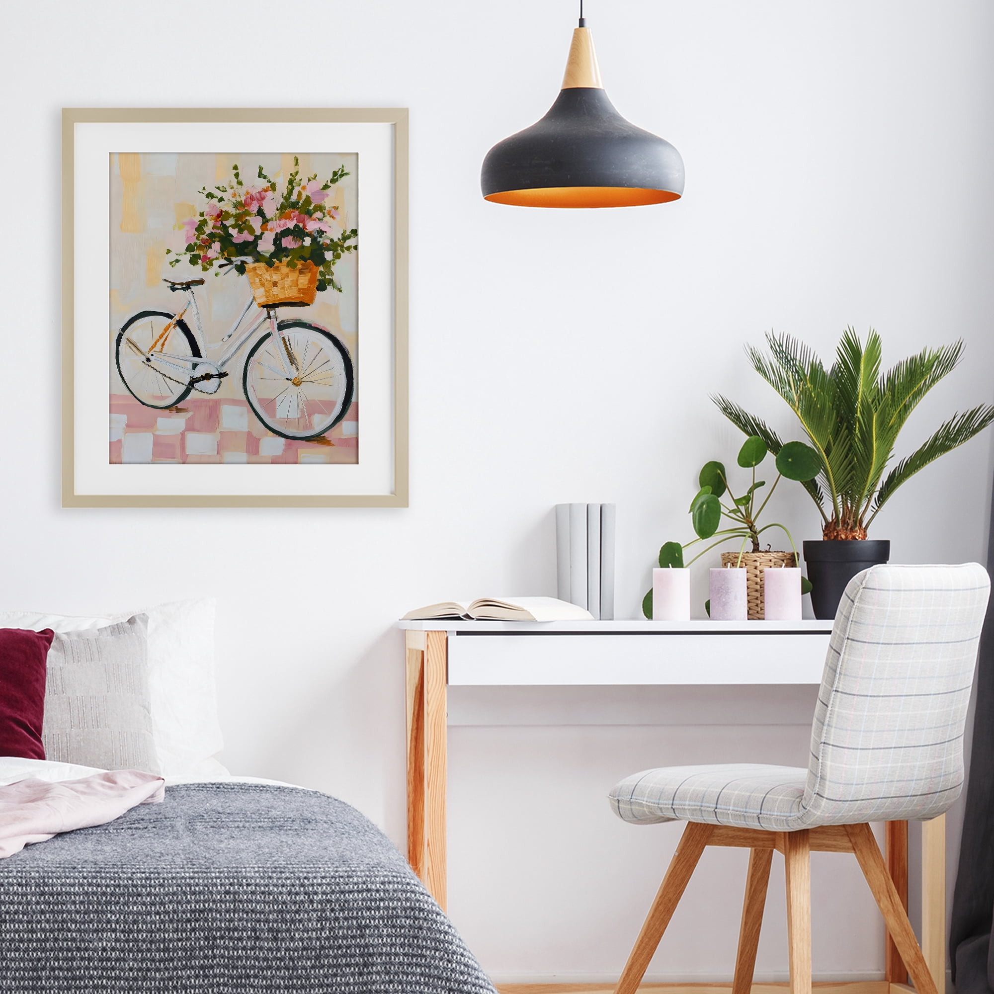 Stupell Industries Blooming Bicycle Basket Birch Framed Print Under Glass, design by The Prints Vibe